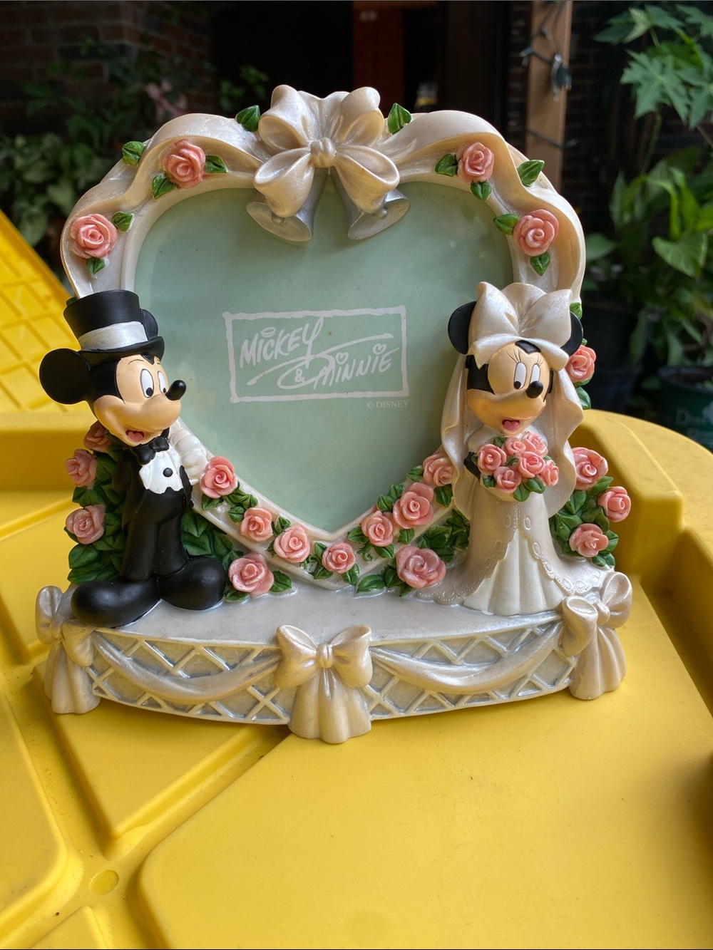Disney Mickey & Minnie Wedding Heart Frame - White, Pink & Green